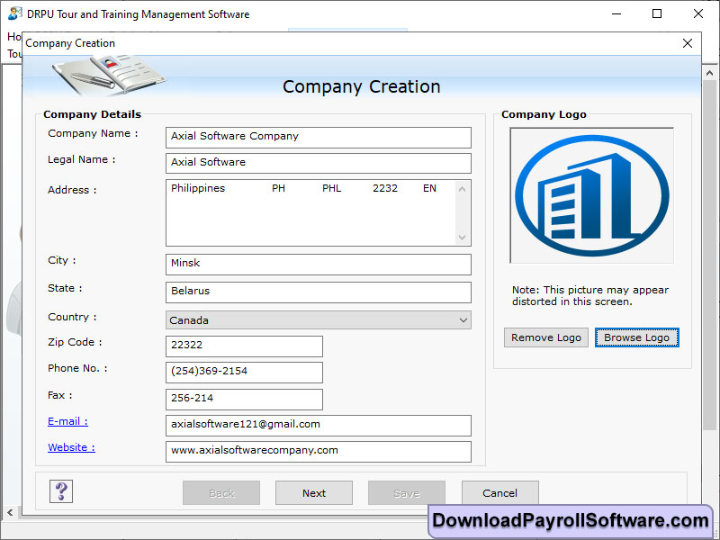 Tour and Training Management Software screen shot