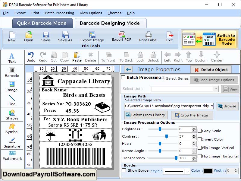 Software Barcode for Libraries screen shot