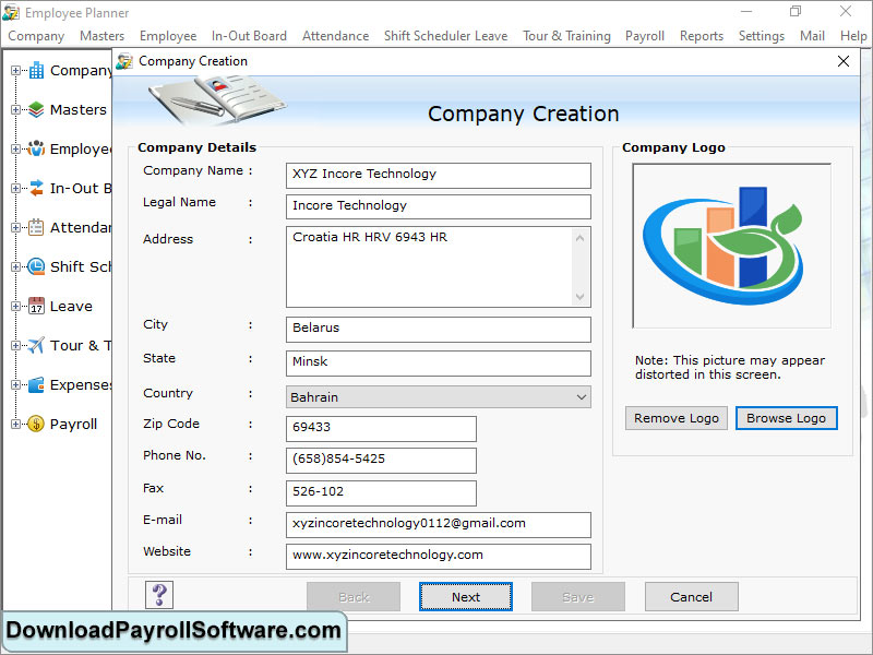 Screenshot of Download Staff Scheduling Tool