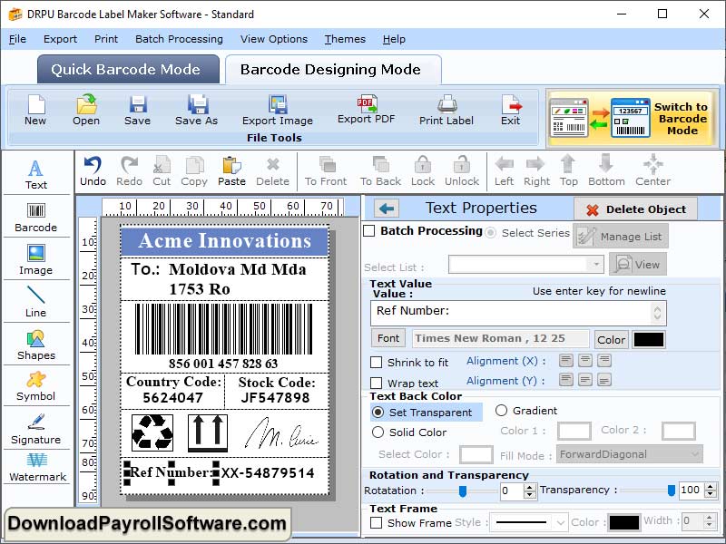 Screenshot of Download Barcode Generator