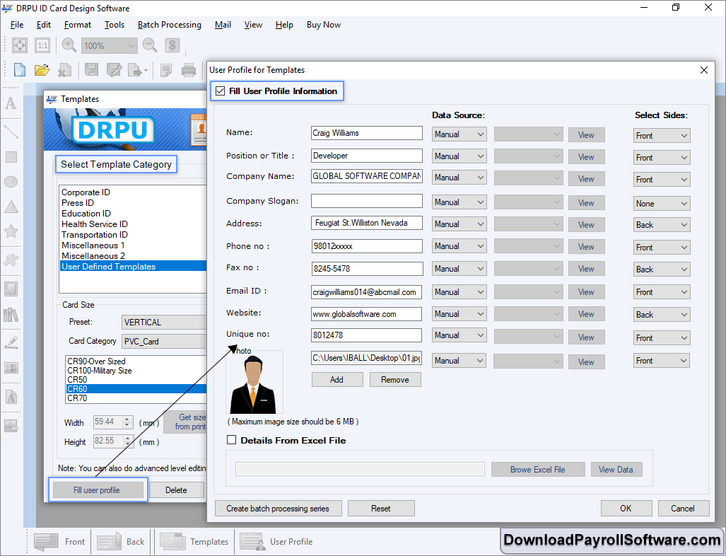 User Profile for Templates