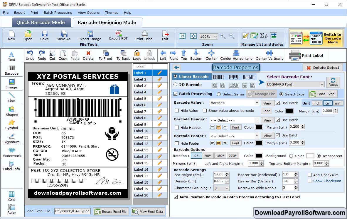 Linear Barcode - Color Settings