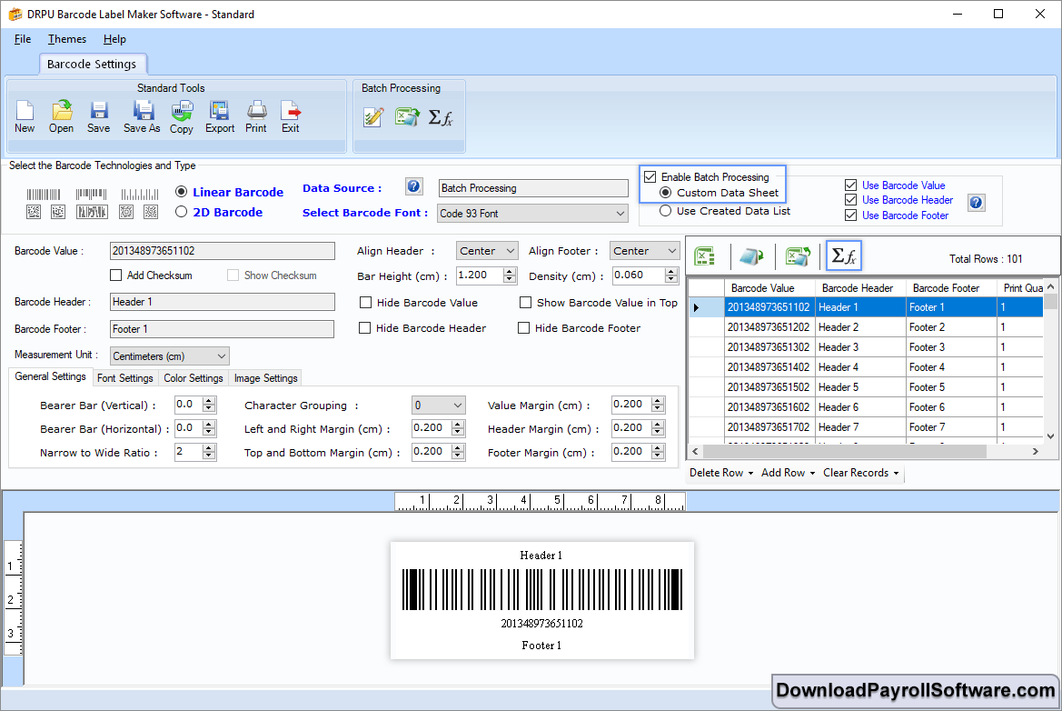 Enable Batch Processing - Custom Data Sheet
